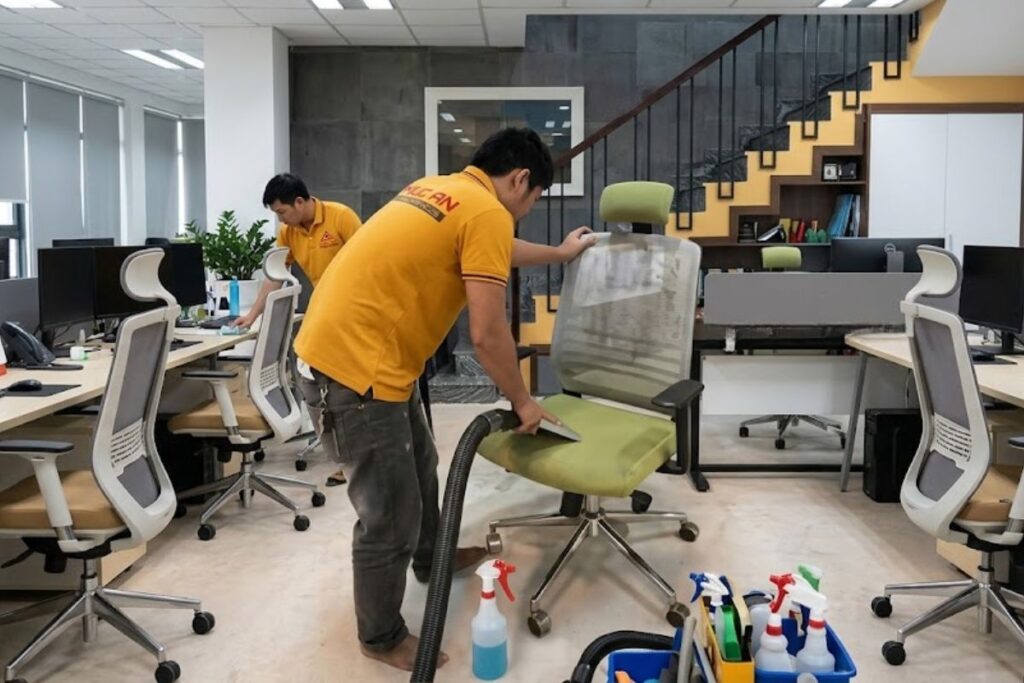 Nhân viên Phúc An vệ sinh văn phòng định kỳ