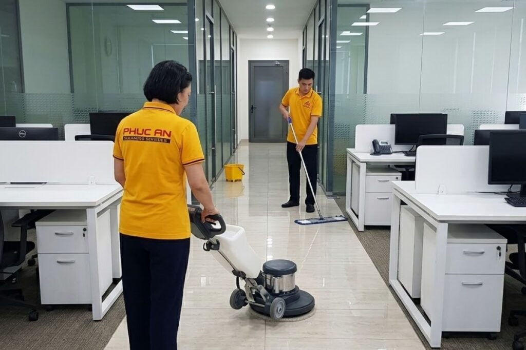 Nhân viên tạp vụ dọn dẹp văn phòng